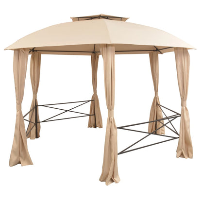 Garden Marquee Pavilion Tent with Curtains Hexagonal - Beige