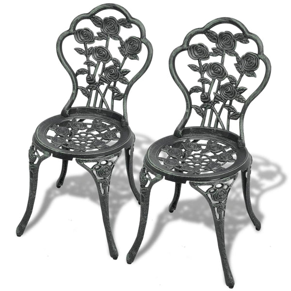  Bistro Chairs 2 pcs Cast Aluminium Green
