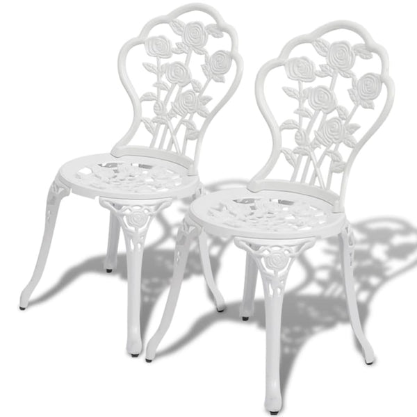  Bistro Chairs 2 pcs Cast Aluminium White
