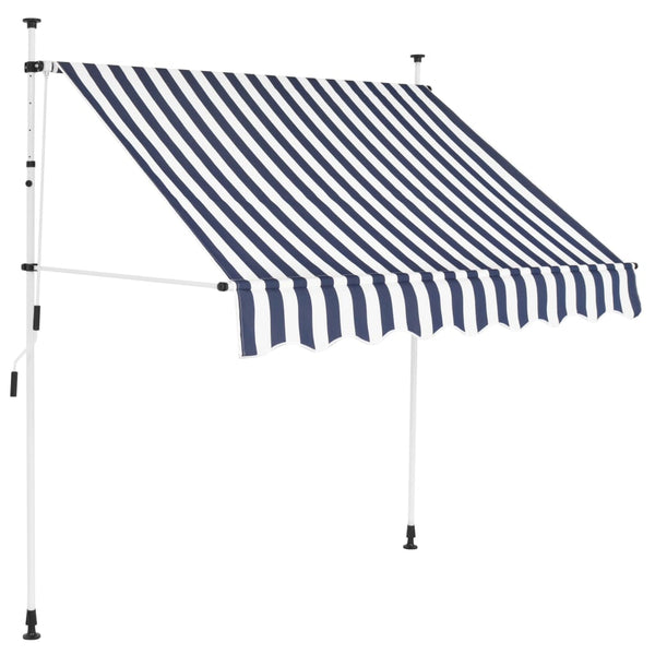  Manual Retractable Awning 150 cm Blue and White Stripes