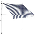 Manual Retractable Awning 200 cm Blue and White Stripes