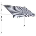 Manual Retractable Awning 250 cm Blue and White Stripes