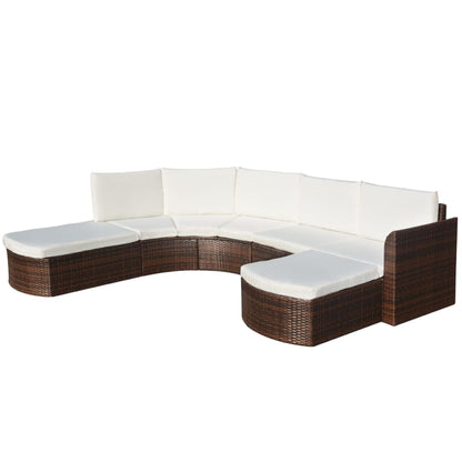 4 Piece Garden Lounge Set with Cushions Poly Rattan Brown - 266×230×69cm