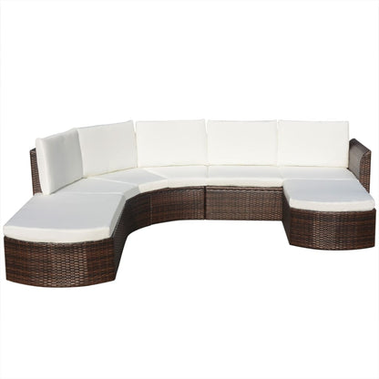 4 Piece Garden Lounge Set with Cushions Poly Rattan Brown - 266×230×69cm