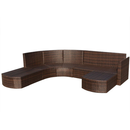 4 Piece Garden Lounge Set with Cushions Poly Rattan Brown - 266×230×69cm