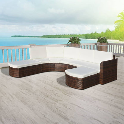 4 Piece Garden Lounge Set with Cushions Poly Rattan Brown - 266×230×69cm