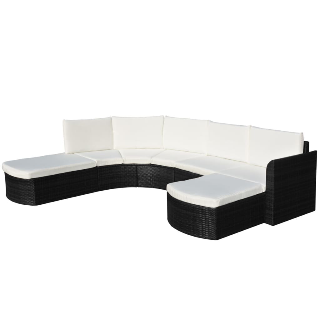 4 Piece Garden Lounge Set with Cushions Poly Rattan Black - 266×230×69cm