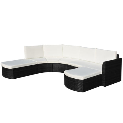 4 Piece Garden Lounge Set with Cushions Poly Rattan Black - 266×230×69cm