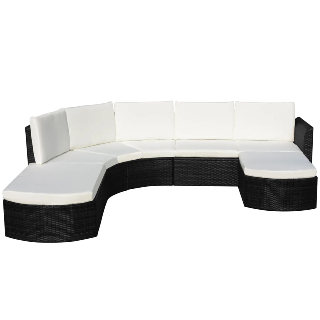 4 Piece Garden Lounge Set with Cushions Poly Rattan Black - 266×230×69cm