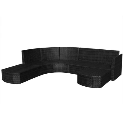 4 Piece Garden Lounge Set with Cushions Poly Rattan Black - 266×230×69cm