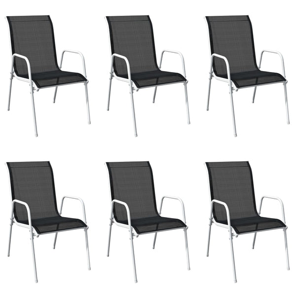  Stackable Garden Chairs 6 pcs Steel and Textilene -Black