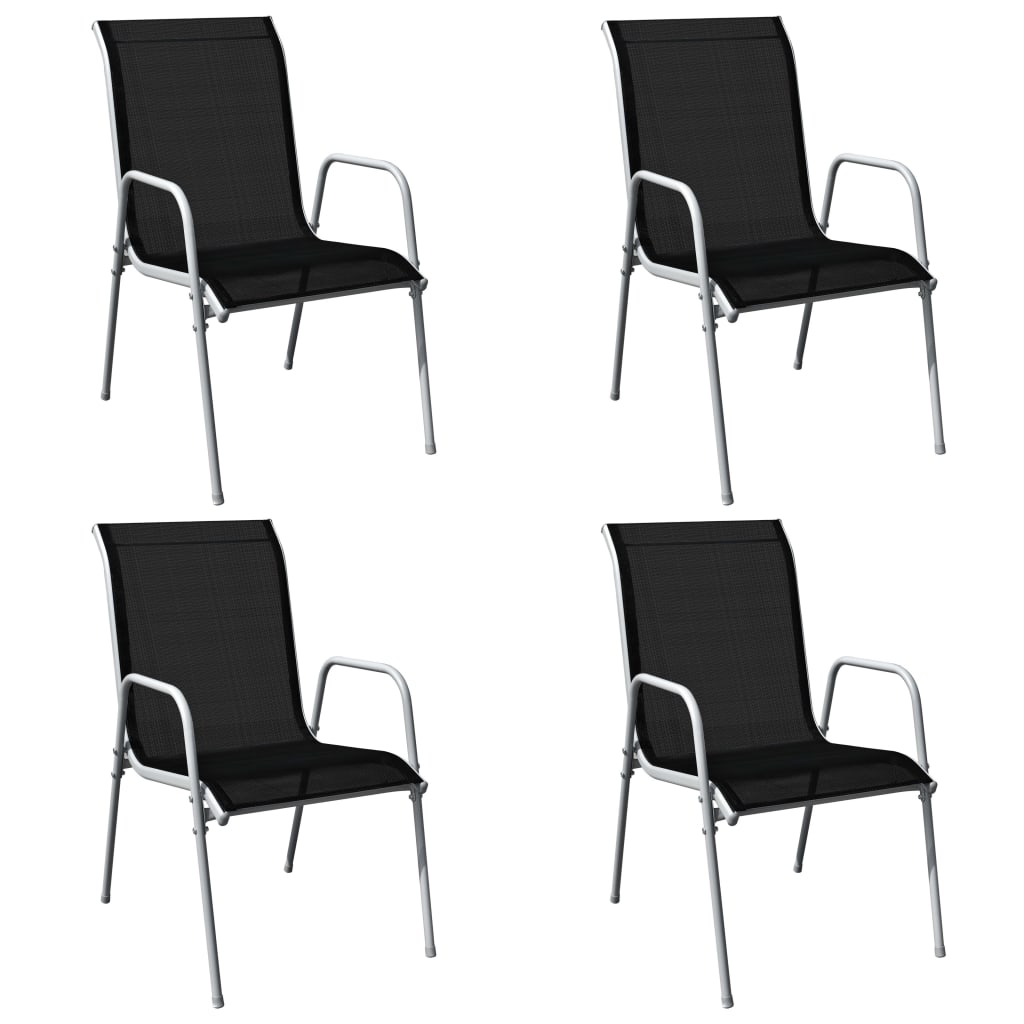 5 Piece Outdoor Dining Set Steel Black - 51×66×88cm