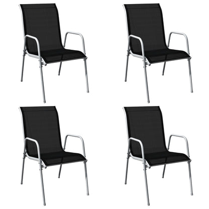 5 Piece Outdoor Dining Set Steel Black - 51×66×88cm