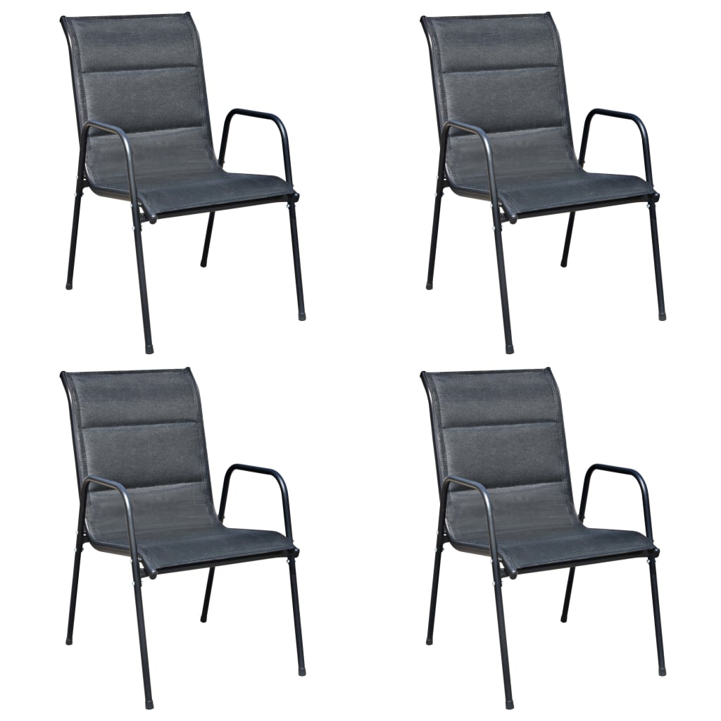 5 Piece Outdoor Dining Set Steel Black - 80×71cm
