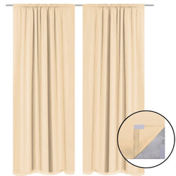 Blackout Curtains 2 pcs Double Layer  Beige