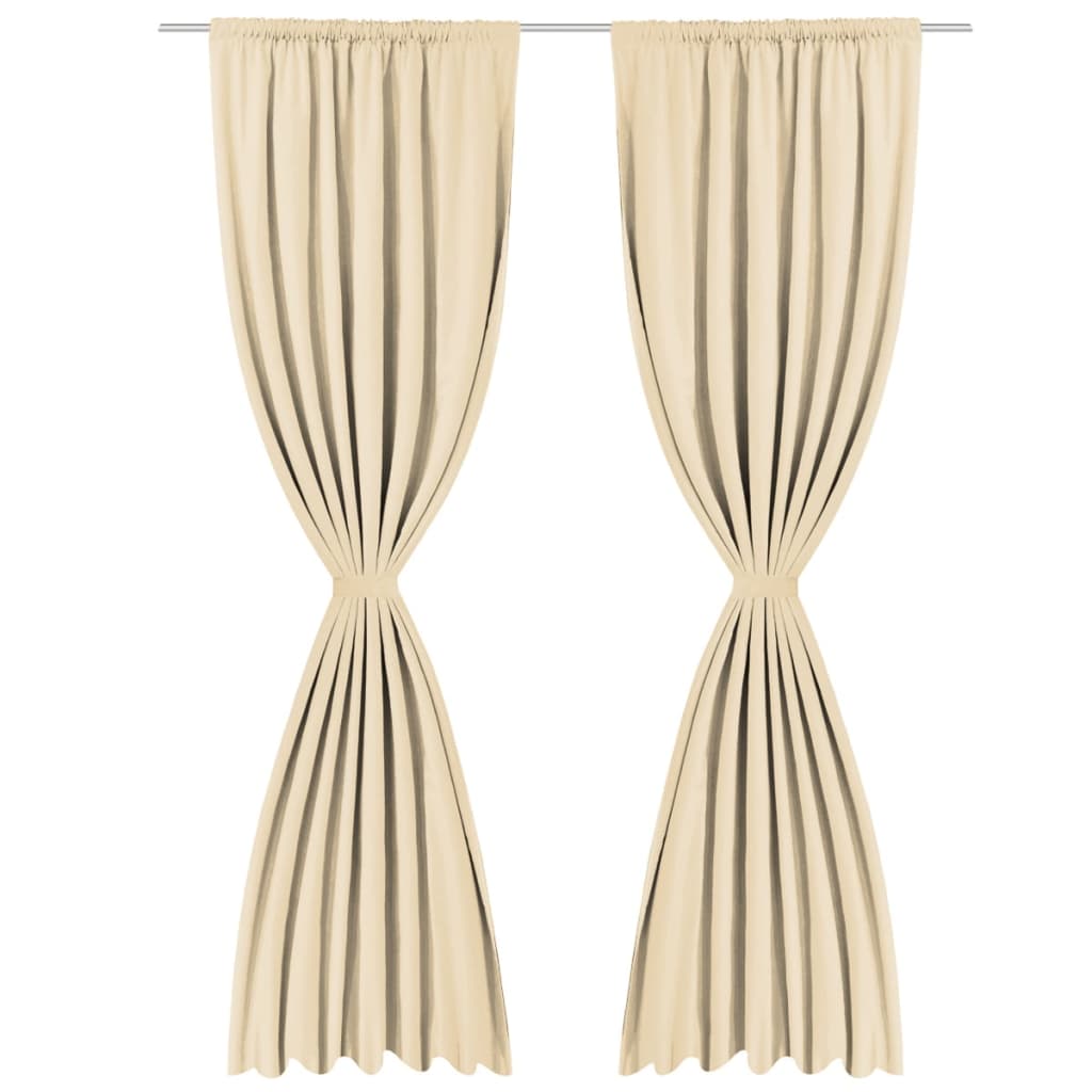 Blackout Curtains 2 pcs Double Layer  Beige