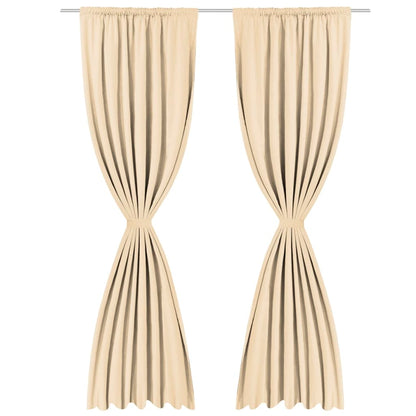 Blackout Curtains 2 pcs Double Layer  Beige