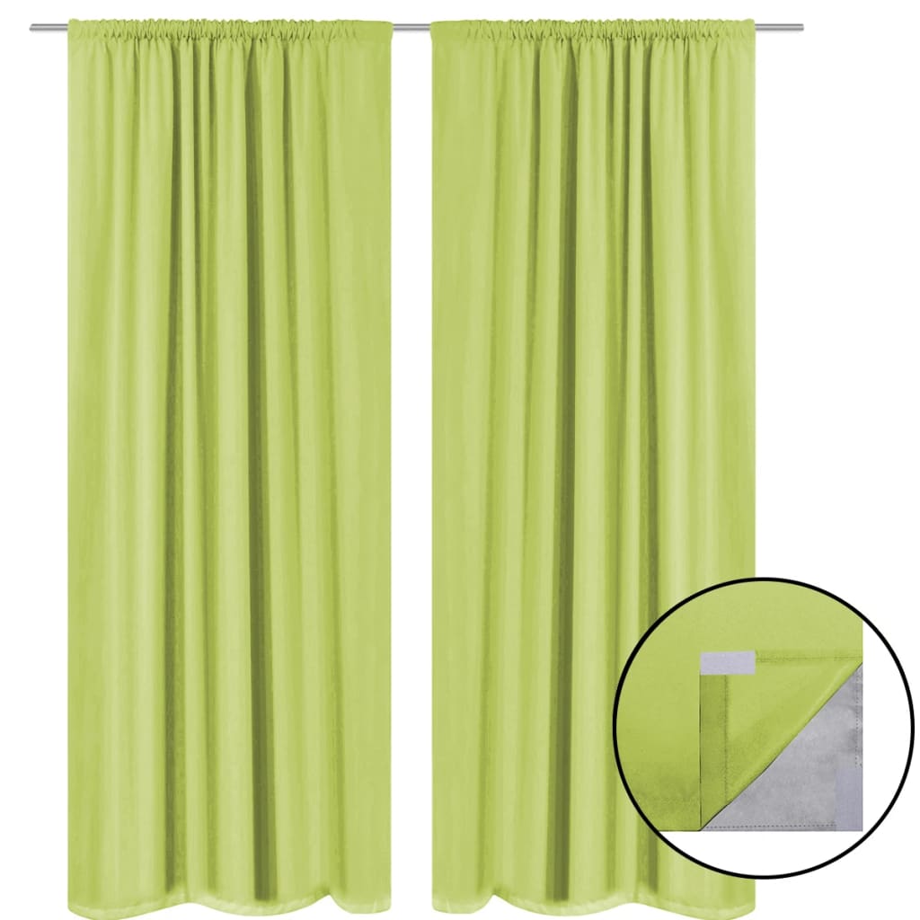 Blackout Curtains 2 pcs Double Layer  Green
