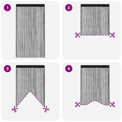 String Curtains 2 pcs(Black)