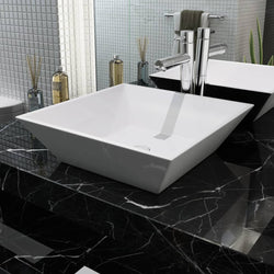 Basin Square Ceramic White