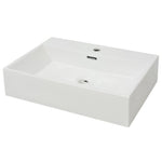 Basin with Faucet Hole Ceramic White M