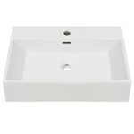 Basin with Faucet Hole Ceramic White M