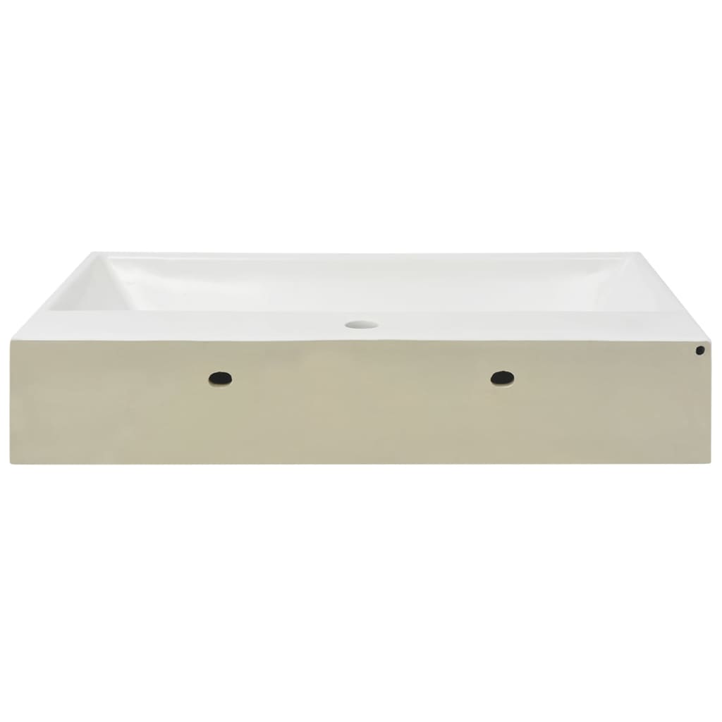 Basin with Faucet Hole Ceramic White L