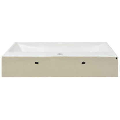 Basin with Faucet Hole Ceramic White L