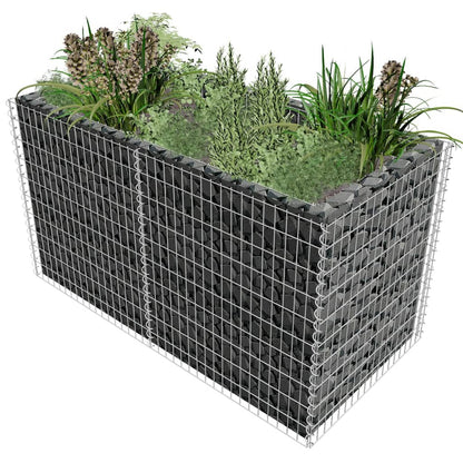 Gabion Planter Steel Silver - 180×90×100cm