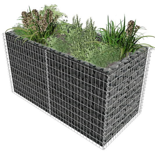 Gabion Planter Steel Silver - 180×90×100cm