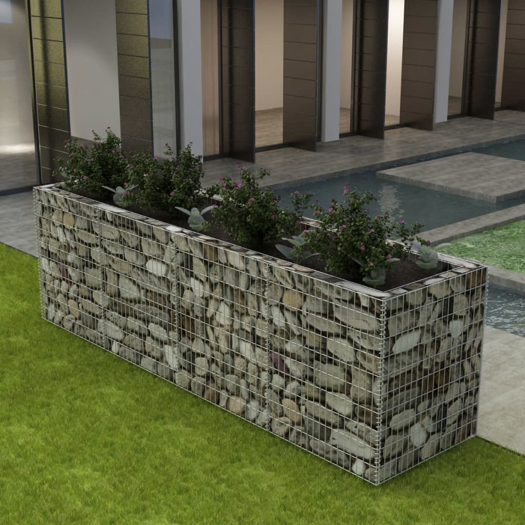 Gabion Planter Steel Silver - 360×90×100cm