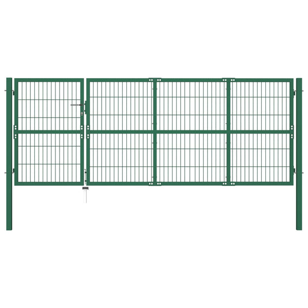  Garden Fence Gate with Posts Steel Green M