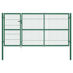 Garden Fence Gate with Posts Steel Green L