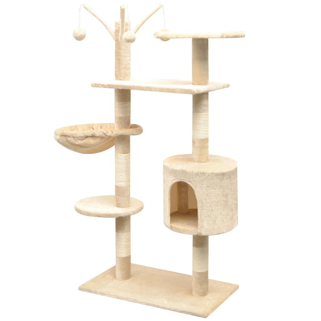 Cat Tree with Sisal Scratching Posts 125 cm Beige - 96×35×125cm