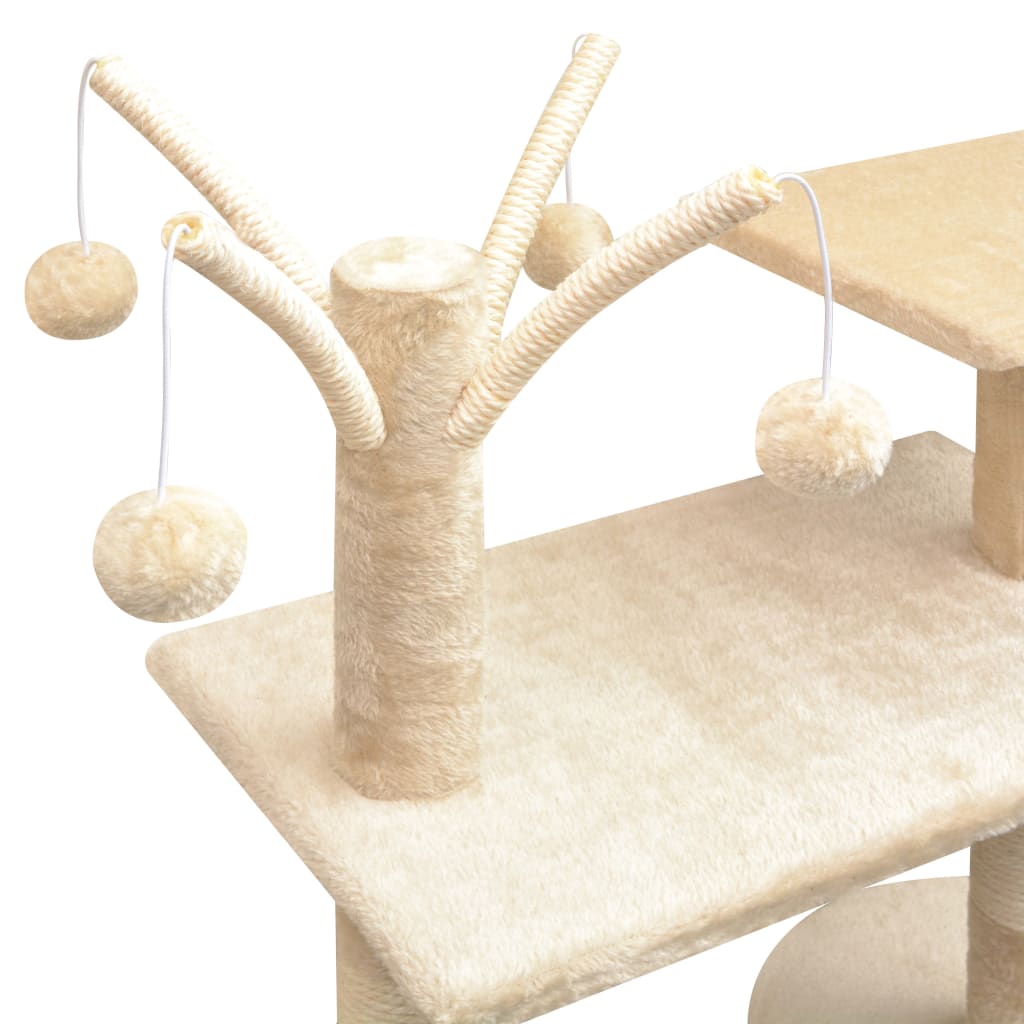 Cat Tree with Sisal Scratching Posts 125 cm Beige - 96×35×125cm