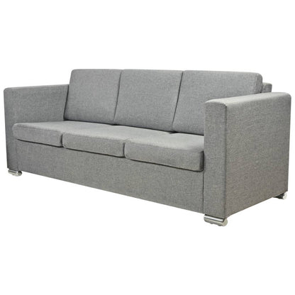 3-Seater Sofa Fabric Light Grey - 191×73×78cm