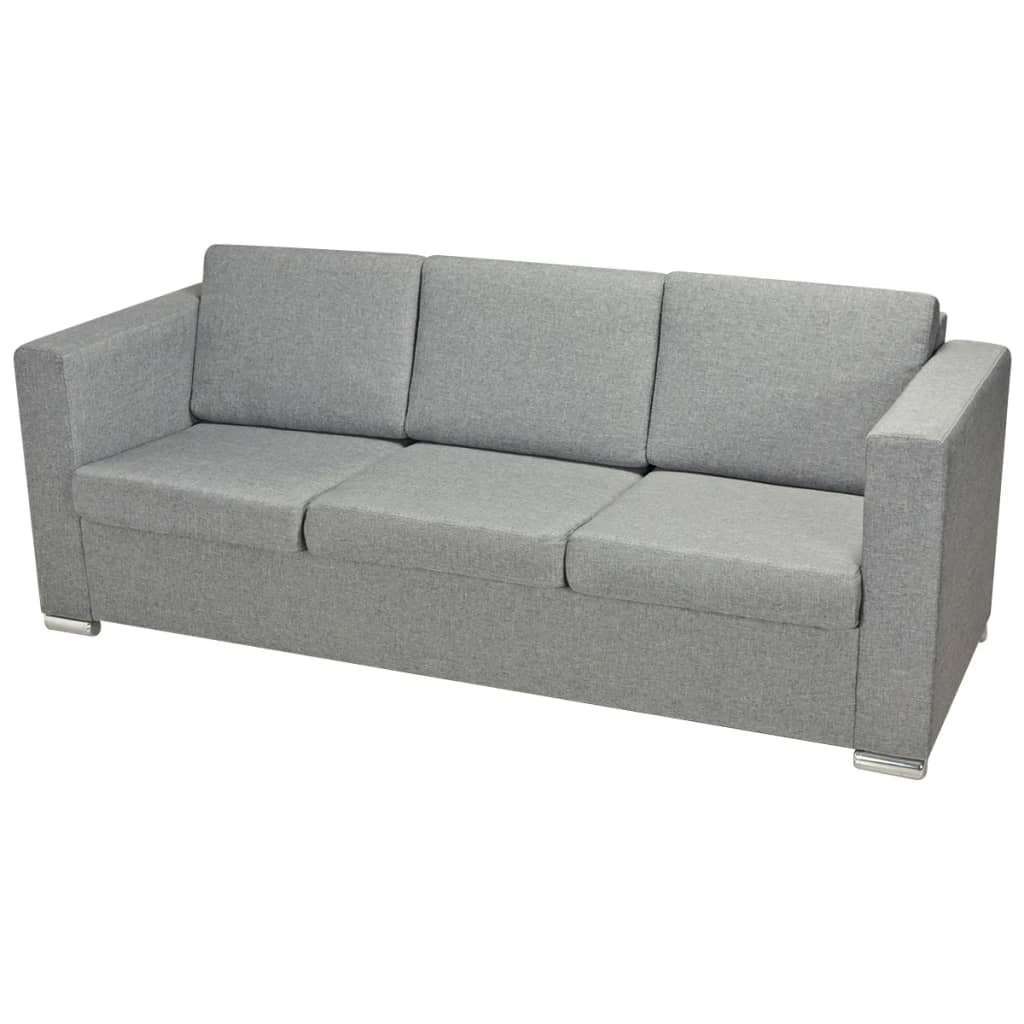 3-Seater Sofa Fabric Light Grey - 191×73×78cm