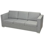 3-Seater Sofa Fabric Light Grey