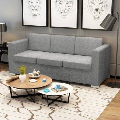 3-Seater Sofa Fabric Light Grey - 191×73×78cm