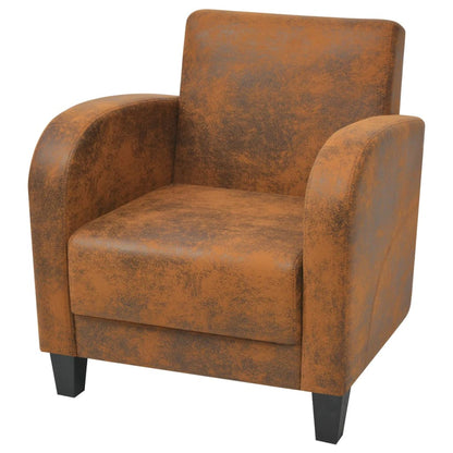 Armchair Brown Suede Leather - 73×72×76cm