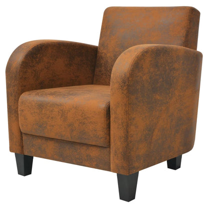 Armchair Brown Suede Leather - 73×72×76cm
