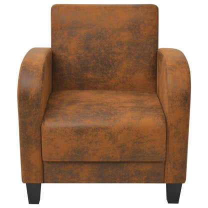Armchair Brown Suede Leather - 73×72×76cm
