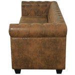 Chesterfield Sofa 3-Seater Artificial Leather Brown