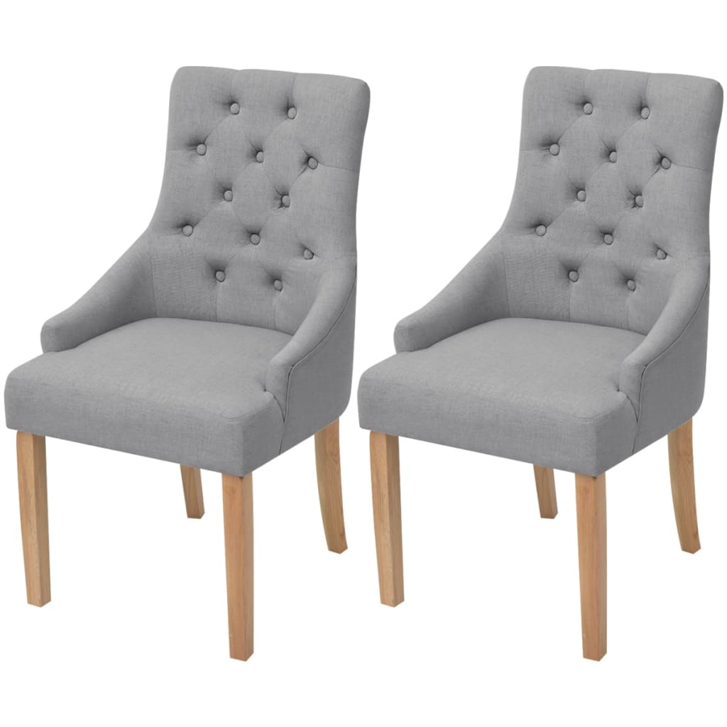 Dining Chairs 2 pcs Light Grey Fabric - 52×60×95.5cm