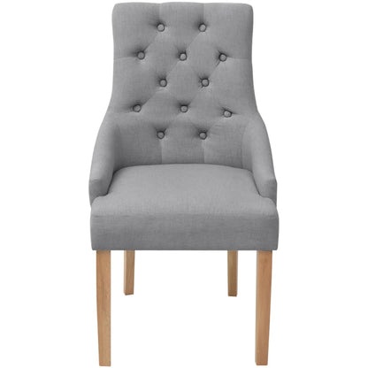 Dining Chairs 2 pcs Light Grey Fabric - 52×60×95.5cm
