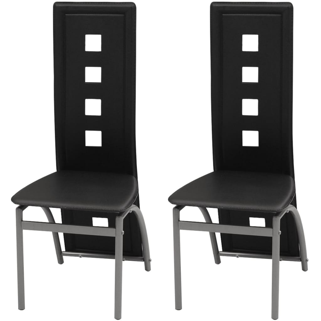 Dining Chairs 2 pcs Black Faux Leather - 43×55.5×108cm
