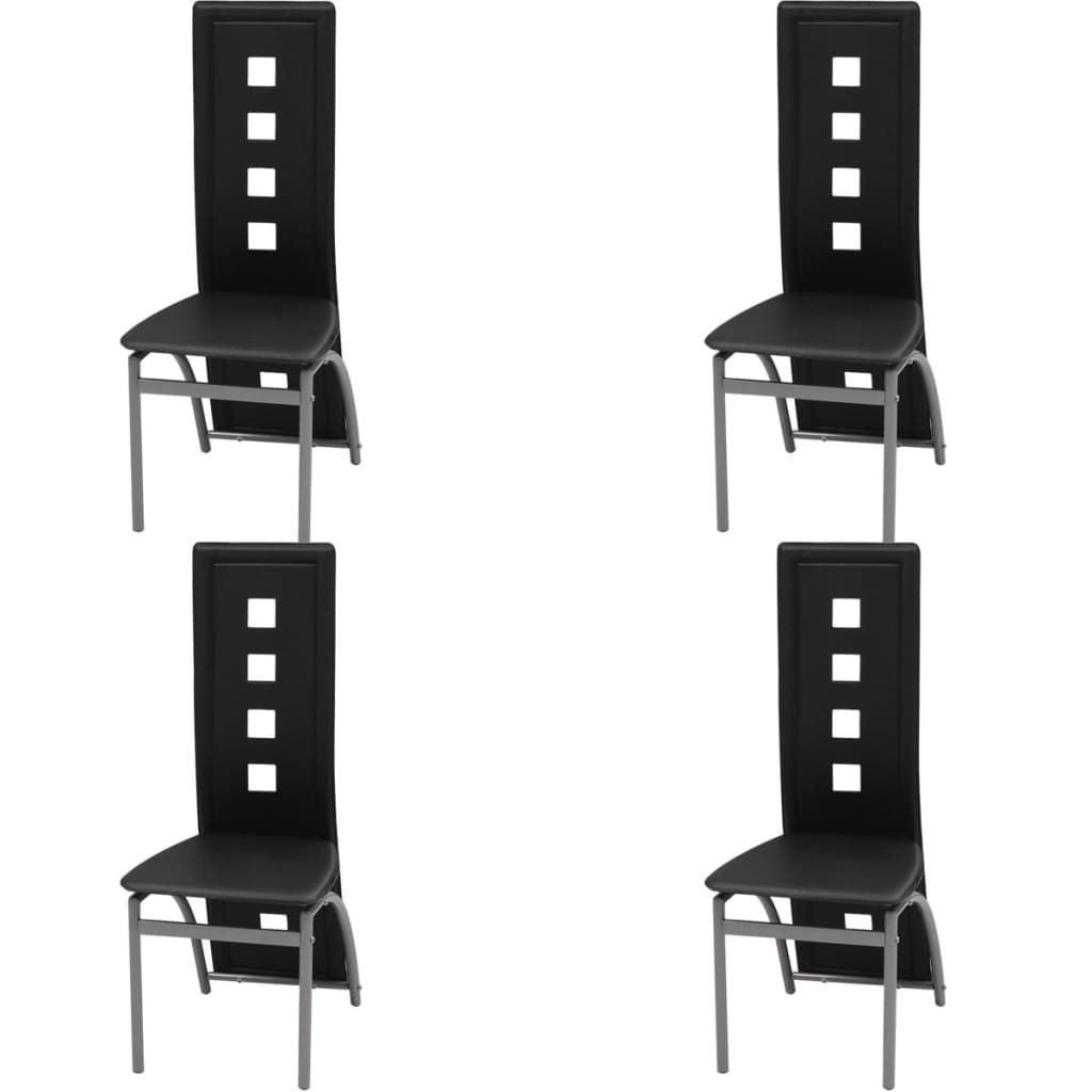 Dining Chairs 4 pcs Black Leather - 43×55.5×108cm