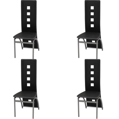 Dining Chairs 4 pcs Black Leather - 43×55.5×108cm