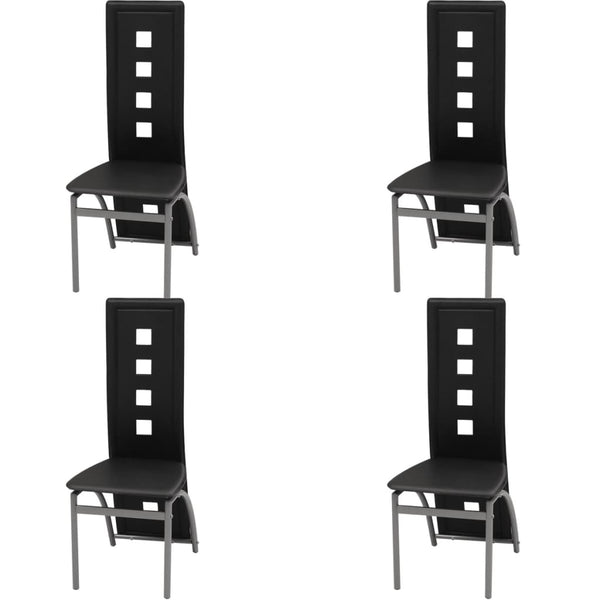 Dining Chairs 4 pcs Black Leather