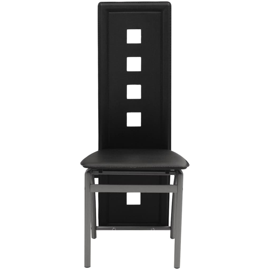 Dining Chairs 4 pcs Black Leather - 43×55.5×108cm